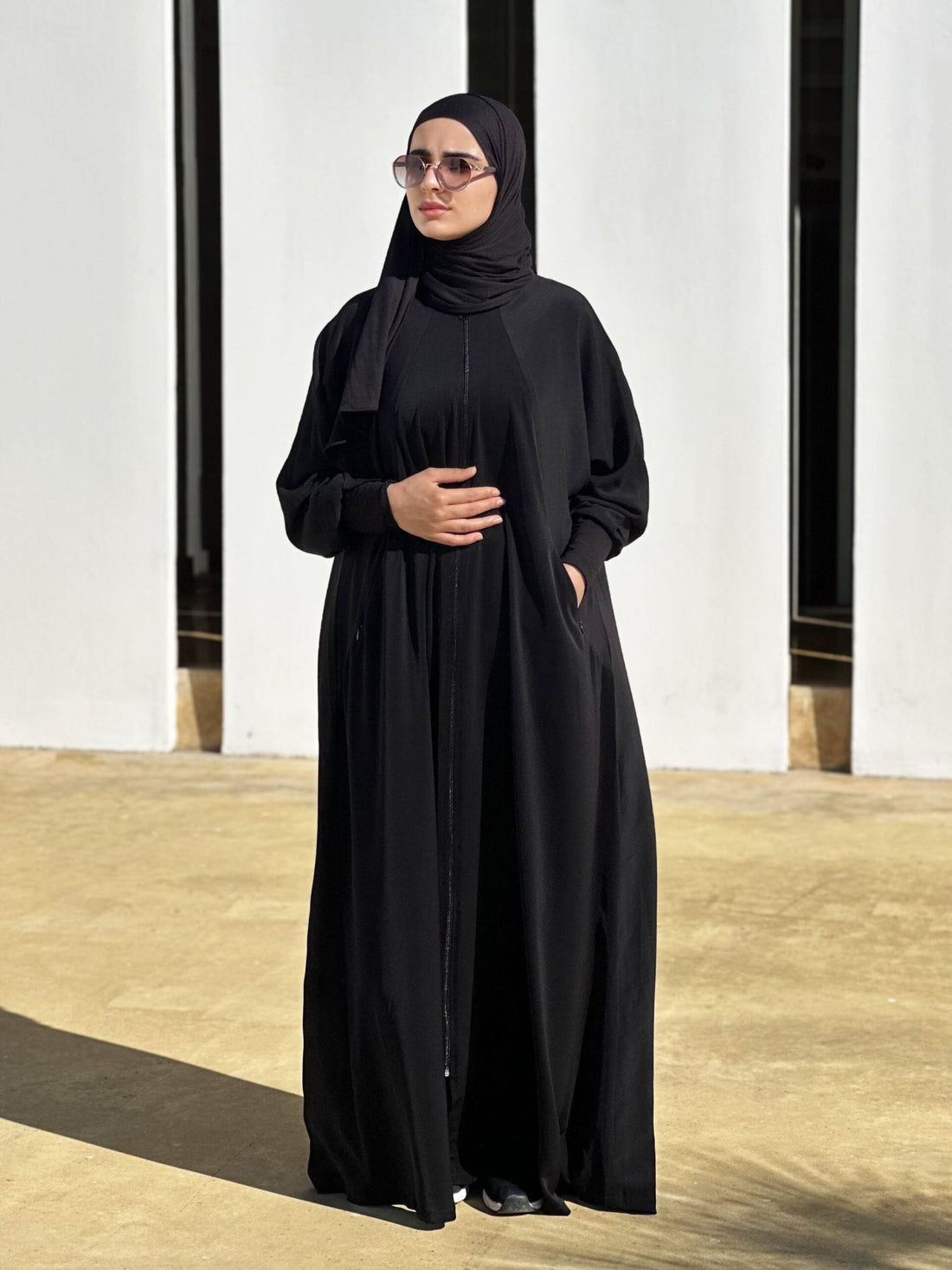 Lightweight black Umrah abaya with attached hijab from Abrar Boutique