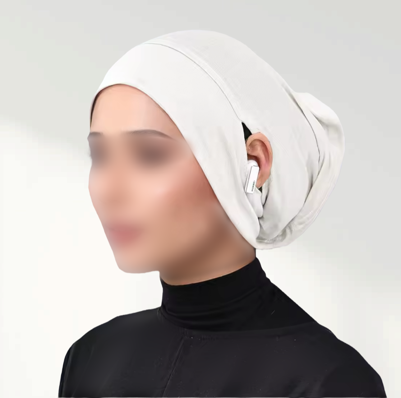 Adjustable bonnet Under-hijab with ear hole - White image