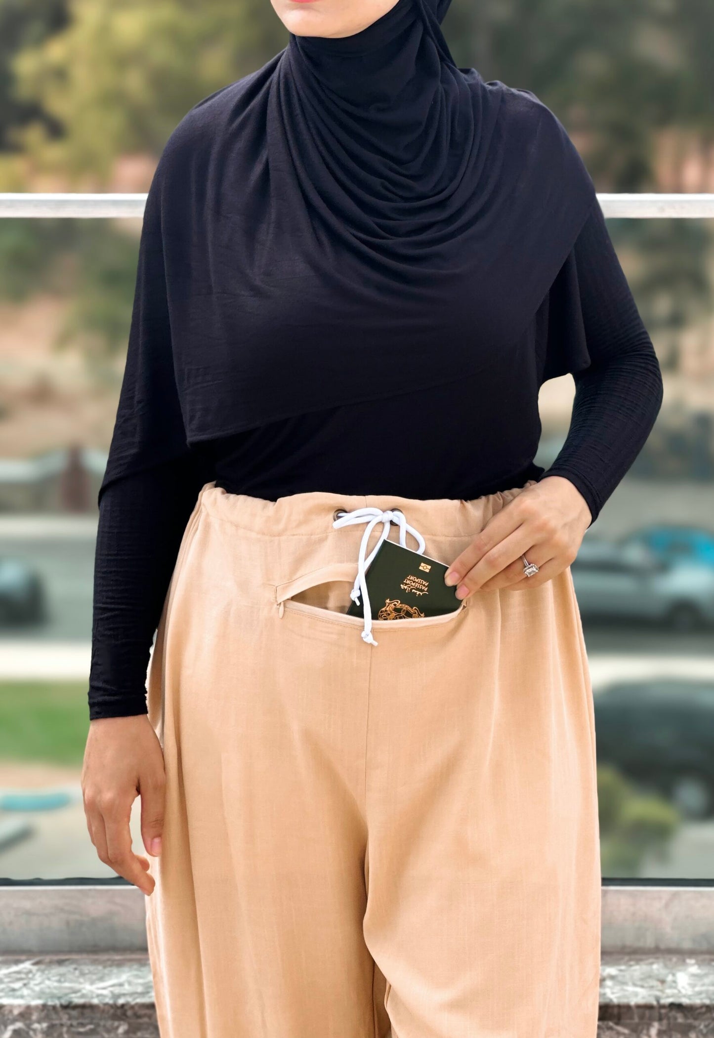 Trousers Under-Abaya Pants for Umrah &amp; Hajj - Beige, Large (L-XXL) image