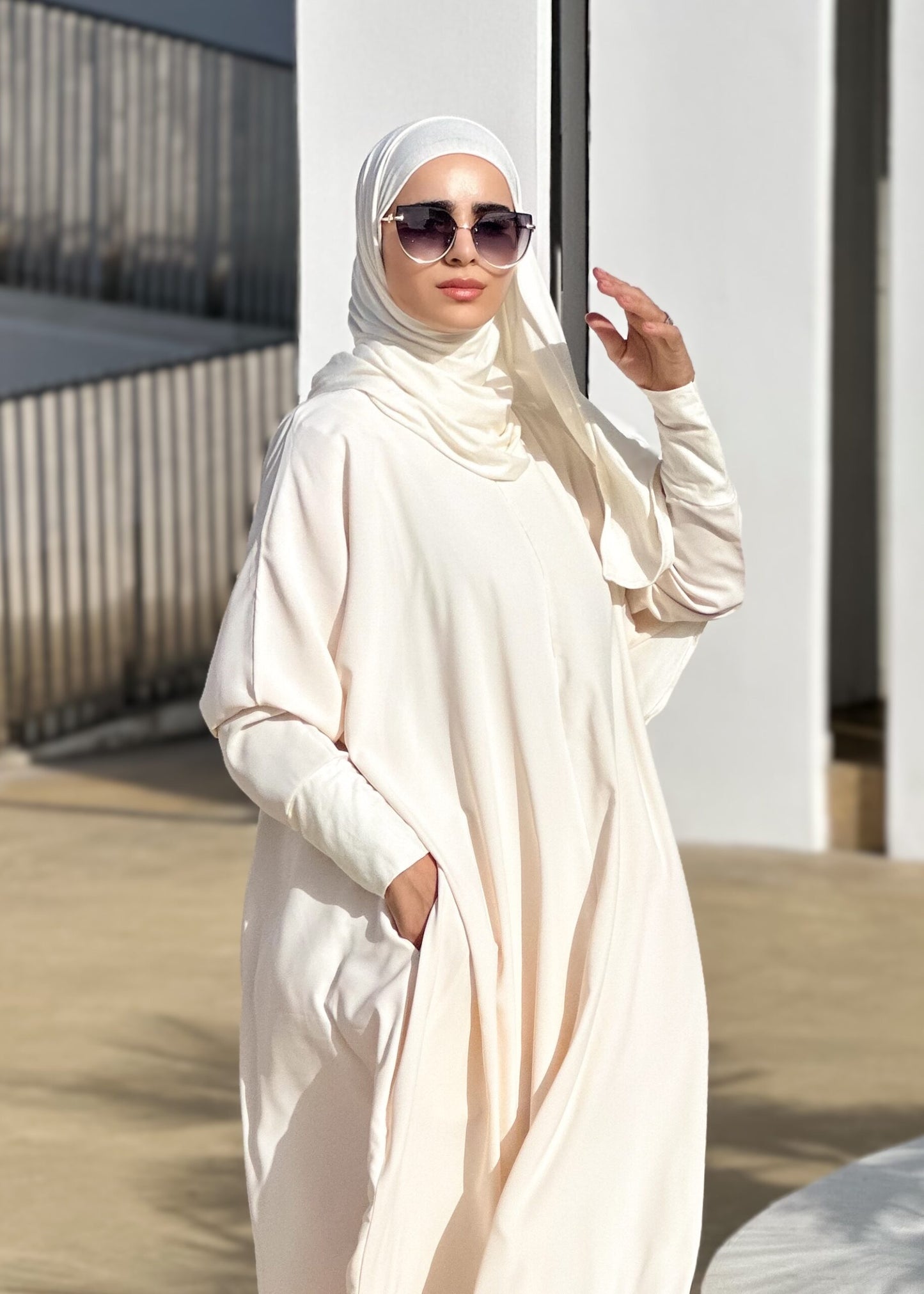 Rihla Abaya &amp; hijab (BEIGE) - 53.5” (136 cm) image