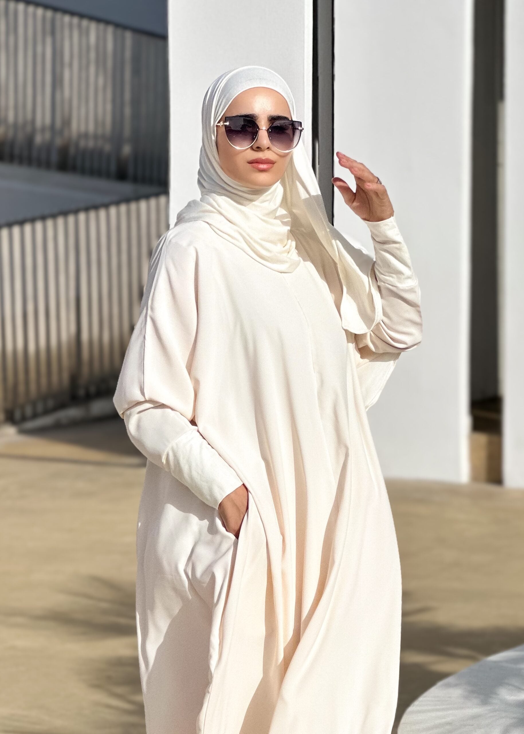 Rihla Abaya &amp; hijab (BEIGE) - 53.5” (136 cm) image