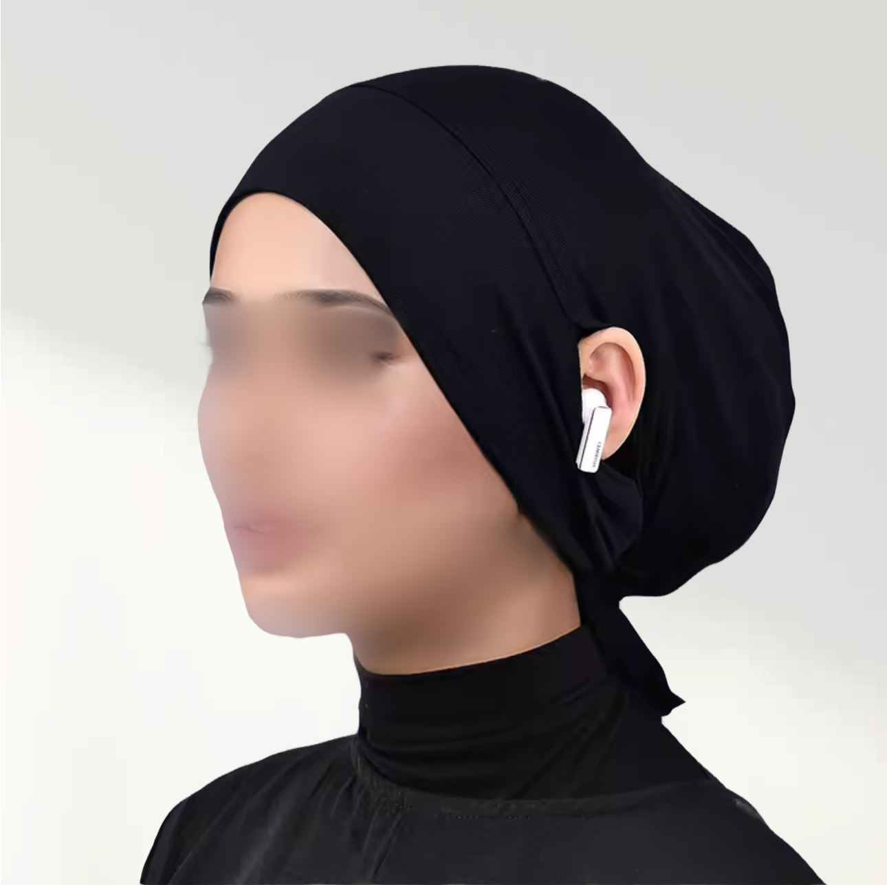 Adjustable bonnet Under-hijab with ear hole - Black image