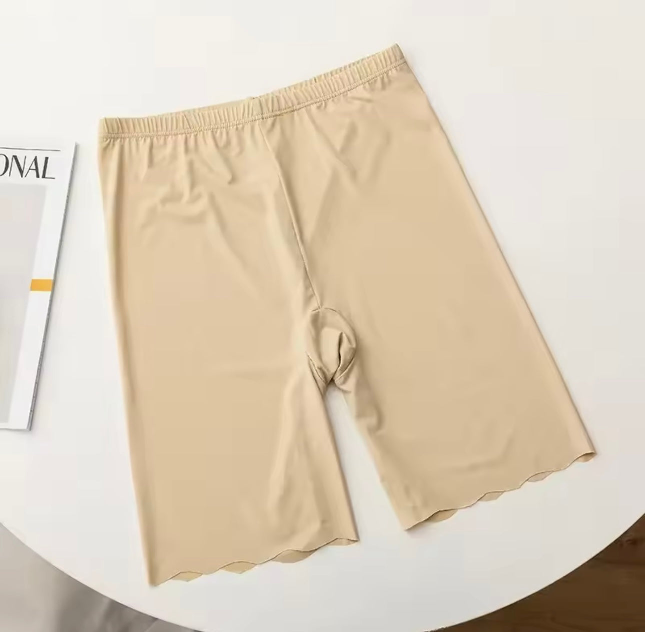 Seamless Safety Shorts – Anti Rub Thighs - Beige, Medium image
